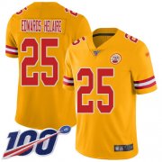 Wholesale Cheap Nike Chiefs #25 Clyde Edwards-Helaire Gold Youth Stitched NFL Limited Inverted Legend 100th Season Jersey