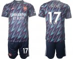 Wholesale Cheap Men 2021-2022 Club Arsenal away blue 17 Soccer Jersey