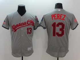 Wholesale Cheap Men Kansas City Royals 13 Perez Grey Elite 2022 MLB Jersey