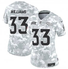 Cheap Women\'s Denver Broncos #33 Javonte Williams 2024 F.U.S.E Arctic Camo Salute To Service Limited Stitched Jers