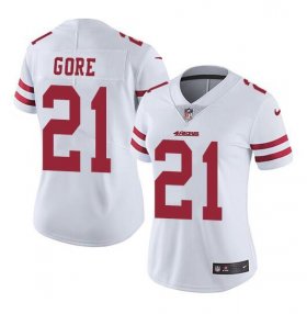 Wholesale Cheap Women\'s San Francisco 49ers #21 Frank Gore White Stitched Jersey(Run Small)