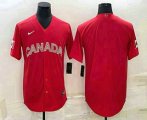 Cheap Men's Canada Baseball Blank 2023 Red World With Patch Classic Stitched Jerseys