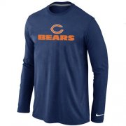 Wholesale Cheap Nike Chicago Bears Authentic Logo Long Sleeve T-Shirt Dark Blue