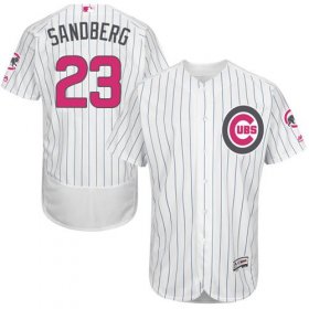 Wholesale Cheap Cubs #23 Ryne Sandberg White(Blue Strip) Flexbase Authentic Collection Mother\'s Day Stitched MLB Jersey