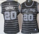 Wholesale Cheap San Antonio Spurs #20 Manu Ginobili Gray With Black Pinstripe Womens Jersey