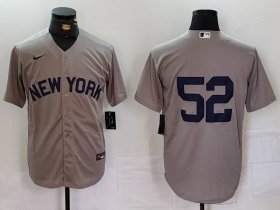 Men\'s New York Yankees #52 CC Sabathia Grey Cool Base Stitched Jersey