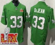 Cheap Men's Philadelphia Eagles #33 Cooper DeJean Limited Kelly Green Super Bowl LIX FUSE Vapor Jersey