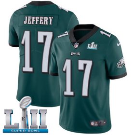 Wholesale Cheap Nike Eagles #17 Alshon Jeffery Midnight Green Team Color Super Bowl LII Men\'s Stitched NFL Vapor Untouchable Limited Jersey