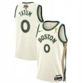 Wholesale Cheap Men's Boston Celtics #0 Jayson Tatum White 2024 Finals Champions City Edition Stitched Basketball Jersey