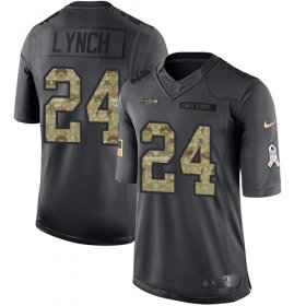 Wholesale Cheap Nike Seahawks #24 Marshawn Lynch Black Youth Stitched NFL Limited 2016 Salute to Service Jersey