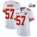 Wholesale Cheap Men’s Kansas City Chiefs #57 Orlando Brown White Super Bowl LVII Patch Vapor Untouchable Limited Stitched Jersey