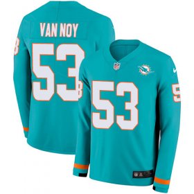 Wholesale Cheap Nike Dolphins #53 Kyle Van Noy Aqua Green Team Color Youth Stitched NFL Limited Therma Long Sleeve Jersey