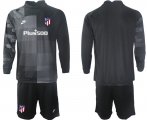 Wholesale Cheap Men 2021-2022 Club Atletico Madrid black goalkeeper Long Sleeve blank Soccer Jersey