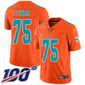 Wholesale Cheap Nike Dolphins #75 Ereck Flowers Orange Men\'s Stitched NFL Limited Inverted Legend 100th Season Jersey