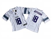 Cheap Women's Minnesota Vikings #18 Justin Jefferson White 2024 F.U.S.E Winter Warrior Limited Jersey(Run Small)