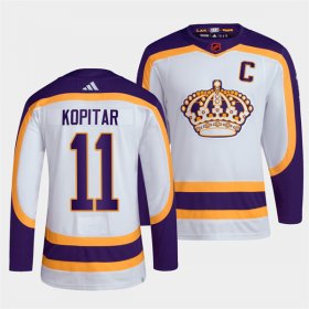 Wholesale Cheap Men\'s Los Angeles Kings #11 Anze Kopitar White 2022 Reverse Retro Stitched Jersey