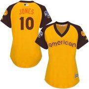 Wholesale Cheap Orioles #10 Adam Jones Gold 2016 All-Star American League Women's Stitched MLB Jersey