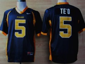 Wholesale Cheap Punahou High School #5 Manti Te\'o Navy Blue Jersey