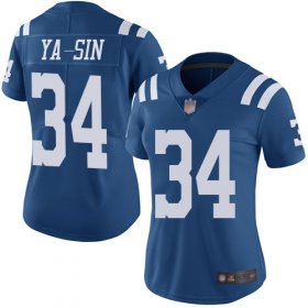 Wholesale Cheap Nike Colts #34 Rock Ya-Sin Royal Blue Women\'s Stitched NFL Limited Rush Jersey