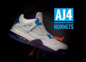 Wholesale Cheap Air Jordan 4 Hornets White/blue-purple