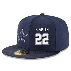 Wholesale Cheap Dallas Cowboys #22 Emmitt Smith Snapback Cap NFL Player Navy Blue with White Number Stitched Hat