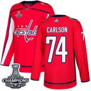 Wholesale Cheap Adidas Capitals #74 John Carlson Red Home Authentic Stanley Cup Final Champions Stitched Youth NHL Jersey