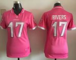 Wholesale Cheap Nike Chargers #17 Philip Rivers Pink Women's Stitched NFL Elite Bubble Gum Jersey