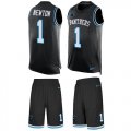 Wholesale Cheap Nike Panthers #1 Cam Newton Black Team Color Men's Stitched NFL Limited Tank Top Suit Jersey