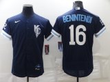 Wholesale Cheap Men's Kansas City Royals #16 Andrew Benintendi 2022 Navy Blue City Connect Flex Base Stitched Jersey