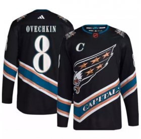 Wholesale Cheap Men\'s Washington Capitals #8 Alex Ovechkin Black 2022-23 Reverse Retro Stitched Jersey