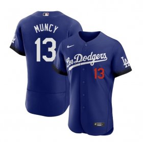 Wholesale Cheap Men\'s Los Angeles Dodgers #13 Max Muncy Blue 2021 City Connect Flex Base Stitched Jersey