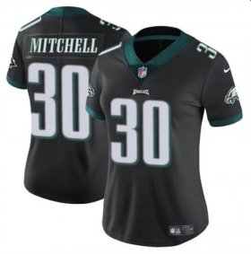 Cheap Women\'s Philadelphia Eagles #30 Quinyon Mitchell Black 2024 Draft Vapor Untouchable Limited Football Stitched Jersey(Run Small)