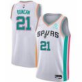 Wholesale Cheap Men San Antonio Spurs Tim Duncan 2022 White City Diamond 75th Anniversary Jersey