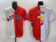 Cheap Men's Houston Astros #3 Jeremy Pena White Orange Split Stitched Baseball Jersey