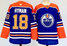 Cheap Men\'s Edmonton Oilers #18 Zach Hyman Royal 2024-25 Stitched Jersey