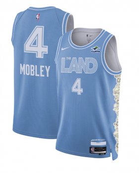 Cheap Men\'s Cleveland Cavaliers #4 Evan Mobley Light Blue 2024-25 City Edition Stitched Jersey