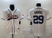 Cheap Men's Detroit Tigers #29 Tarik Skubal White With Patch Cool Base Stitched Baseball Jersey