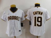 Cheap Women's San Diego Padres #19 Tony Gwynn White Team Logo Stitched Cool Base Nike Jersey