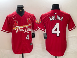 Cheap Men's St Louis Cardinals #4 Yadier Molina Red 2024 City Connect Limited Stitched Baseball Jersey