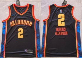 Cheap Men\'s Oklahoma City Thunder #2 Shai Gilgeous-Alexander Black 2024 City Edition Stitched Basketball Jersey