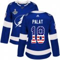 Cheap Adidas Lightning #18 Ondrej Palat Blue Home Authentic USA Flag Women's 2020 Stanley Cup Champions Stitched NHL Jersey