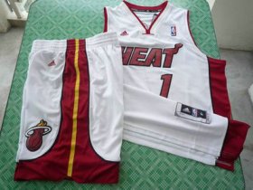 Wholesale Cheap Miami Heat 1 Bosh white swingman Basketball Suit