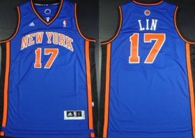 Wholesale Cheap New York Knicks #17 Jeremy Lin Revolution 30 Blue Swingman Jersey