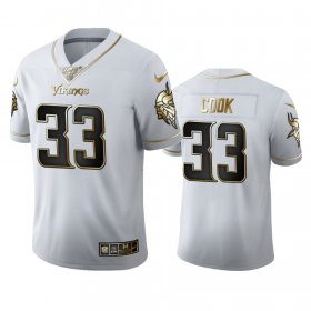 Wholesale Cheap Minnesota Vikings #33 Dalvin Cook Men\'s Nike White Golden Edition Vapor Limited NFL 100 Jersey