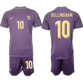 Men\'s England #10 Jude Bellingham 2024-25 Purple Away Soccer Jersey Suit