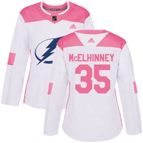 Cheap Adidas Lightning #35 Curtis McElhinney White/Pink Authentic Fashion Women\'s Stitched NHL Jersey