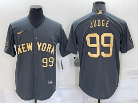 Wholesale Men\'s New York Yankees #99 Aaron Judge Number Grey 2022 All Star Stitched Cool Base Nike Jersey