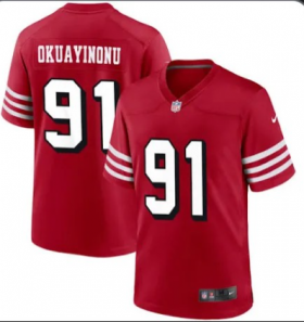 Men\'s San Francisco 49ers #91 Sam Okuayinonu Red Vapor Untouchable Limited Stitched Football Jerseys