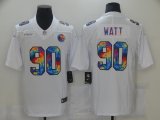 Wholesale Cheap Men Pittsburgh Steelers 90 T.J. Watt White Nike Rainbow version 2021 NFL Jersey