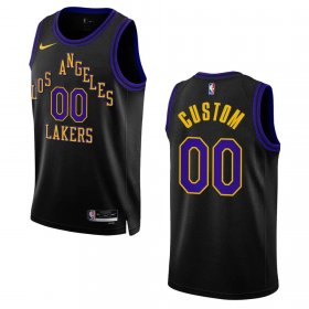 Cheap Men\'s Los Angeles Lakers Customized 2023-24 Black Swingman City Edition Stitched Basketball Jersey